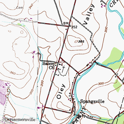 Topographic Map of Salem Church, PA