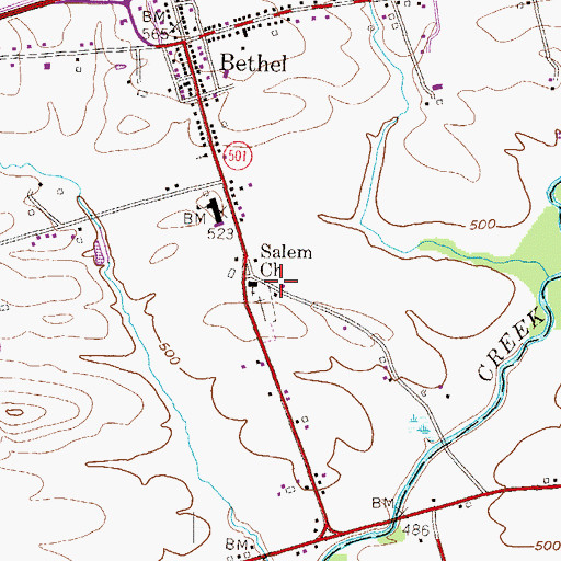 Topographic Map of Salem Church, PA