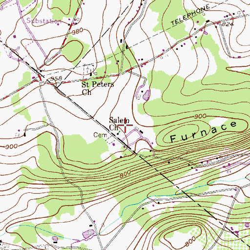 Topographic Map of Salem Church, PA