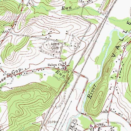 Topographic Map of Salem Church, PA