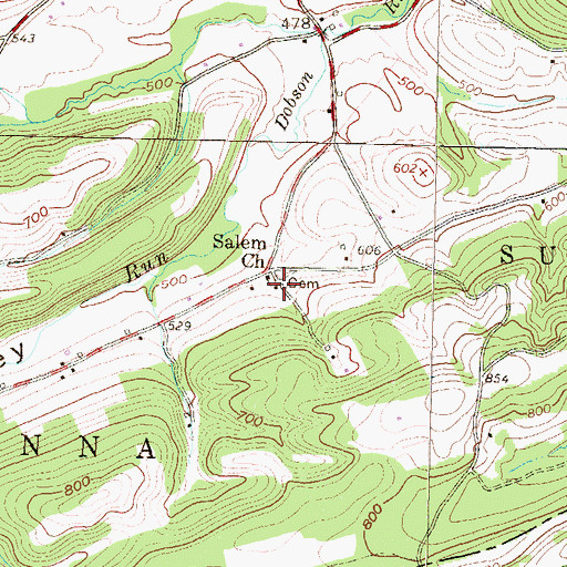 Topographic Map of Salem Church, PA