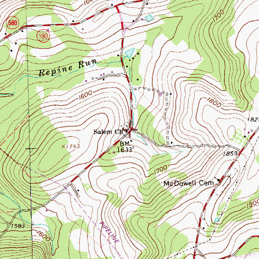 Topographic Map of Salem Church, PA