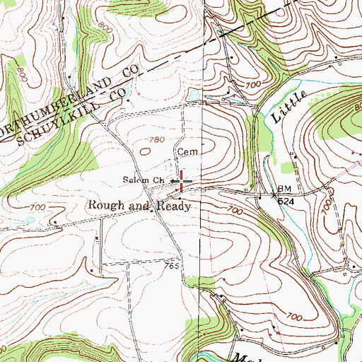 Topographic Map of Salem Church, PA