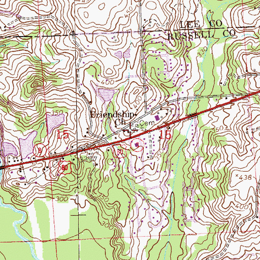 Topographic Map of Friendship Church, AL