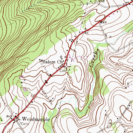 Topographic Map of Salem Church, PA