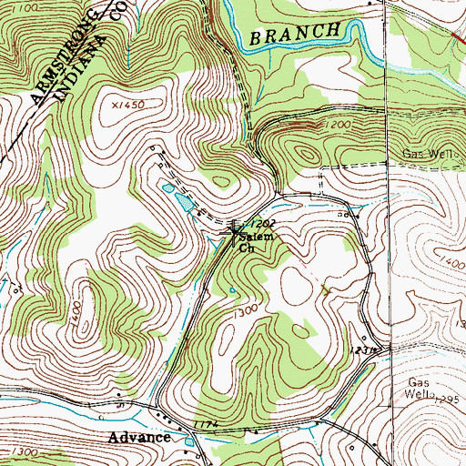 Topographic Map of Salem Church, PA