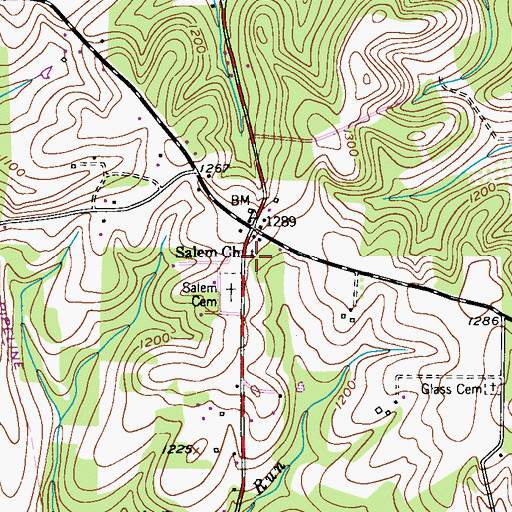 Topographic Map of Salem Church, PA
