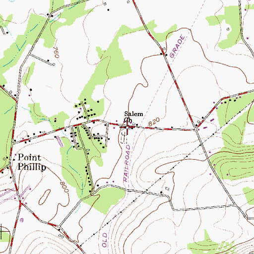 Topographic Map of Salem Church, PA