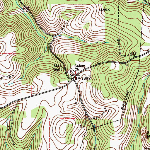 Topographic Map of Salem Church, PA