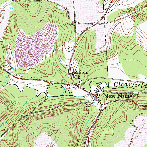 Topographic Map of Salem Church, PA