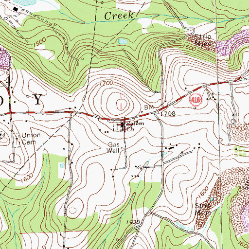 Topographic Map of Salem Church, PA