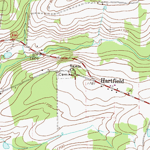 Topographic Map of Salem Church, PA