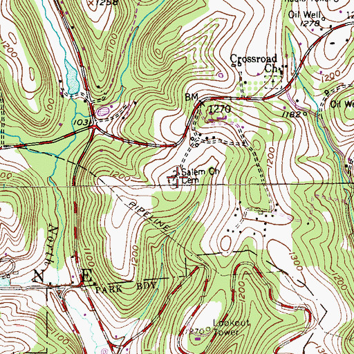 Topographic Map of Salem Church - Salem United Methodist Church Cemetery, PA