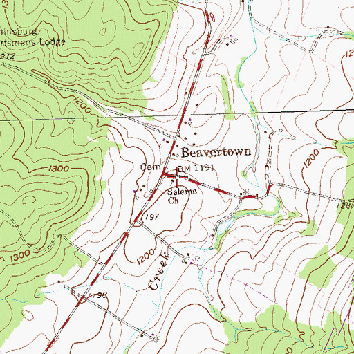Topographic Map of Salems Church, PA