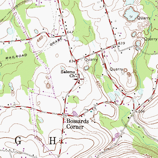 Topographic Map of Salems Church, PA