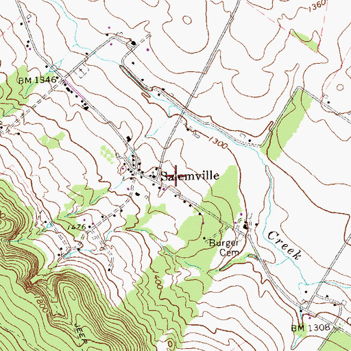 Topographic Map of Salemville, PA
