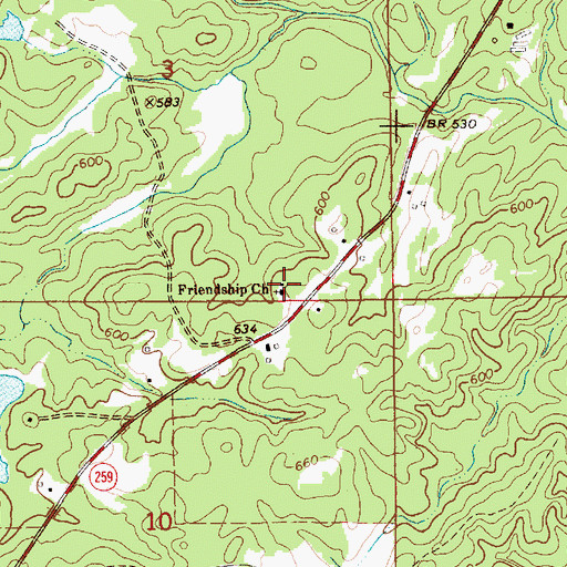 Topographic Map of Friendship Church, AL