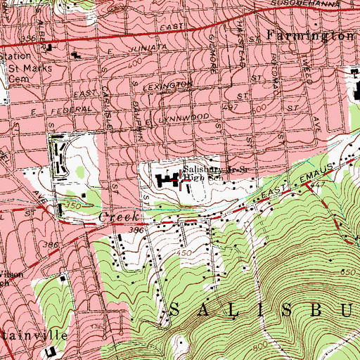 Topographic Map of Salisbury Junior-Senior High School, PA