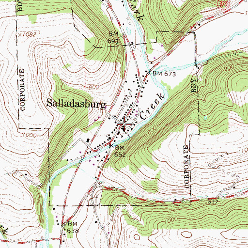 Topographic Map of Salladasburg, PA