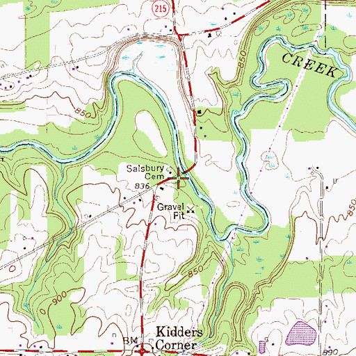 Topographic Map of Salsbury Cemetery, PA