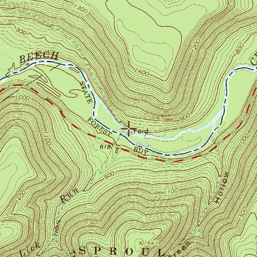 Topographic Map of Salt Lick Run, PA