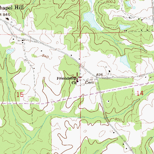 Topographic Map of Friendship Church, AL