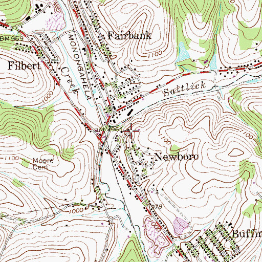 Topographic Map of Saltlick Run, PA