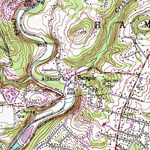 Topographic Map of Sample, PA