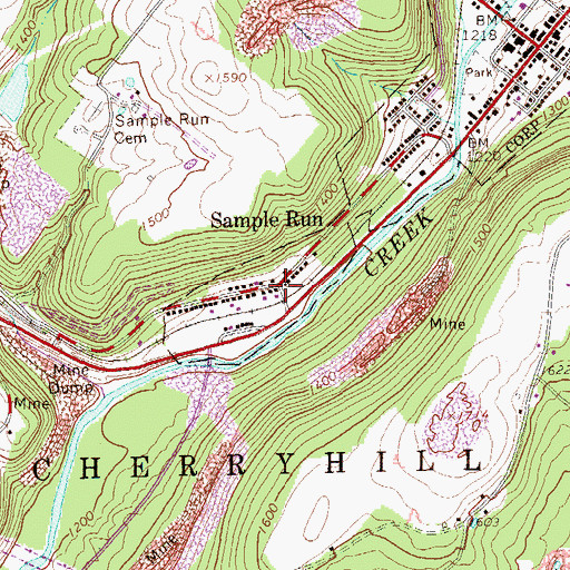 Topographic Map of Sample Run, PA