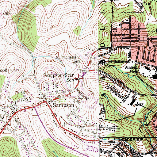 Topographic Map of Sampson-Star School, PA