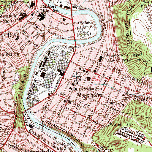 Topographic Map of Sams Run, PA