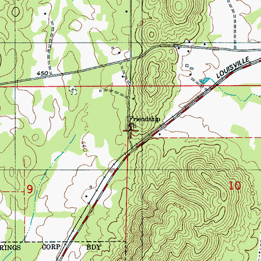 Topographic Map of Friendship Church, AL