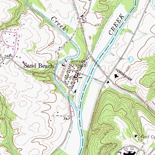 Topographic Map of Sand Beach, PA