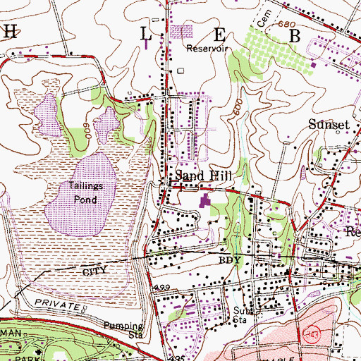 Topographic Map of Sand Hill, PA