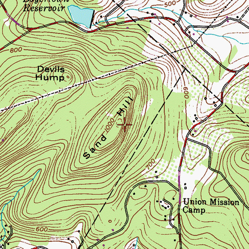 Topographic Map of Sand Hill, PA