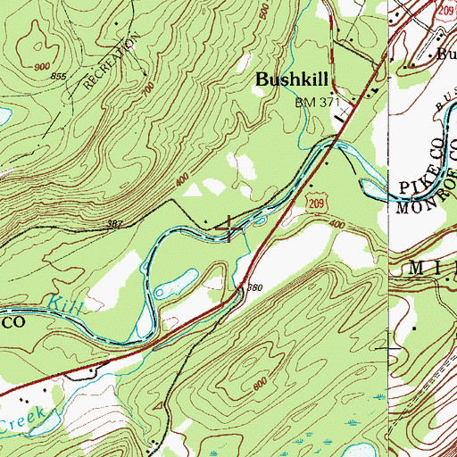 Topographic Map of Sand Hill Creek, PA