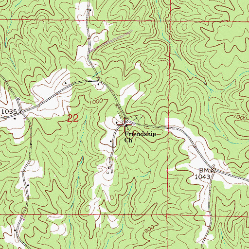 Topographic Map of Friendship Baptist Church, AL