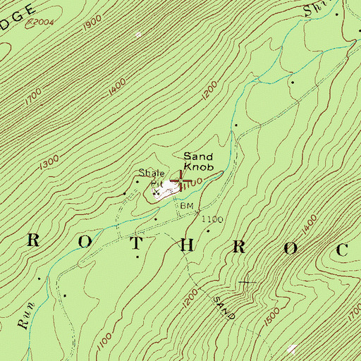 Topographic Map of Sand Knob, PA