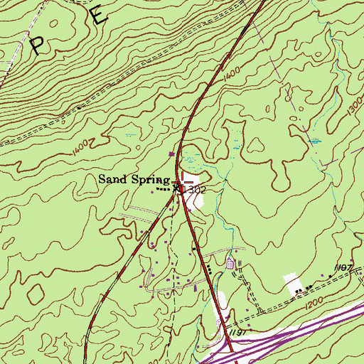 Topographic Map of Sand Spring, PA