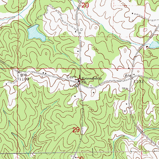 Topographic Map of Friendship Church, AL