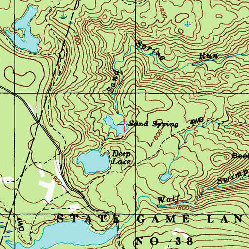 Topographic Map of Sand Spring, PA