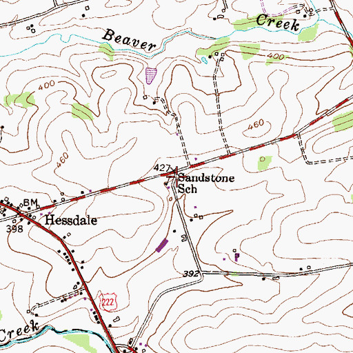 Topographic Map of Sandstone School, PA
