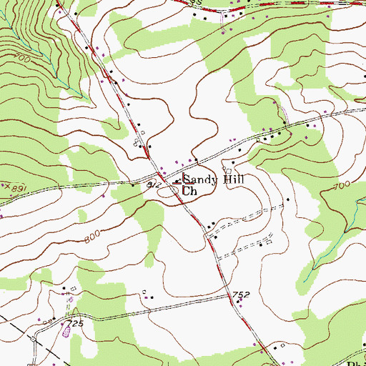 Topographic Map of Sandy Hill Church, PA