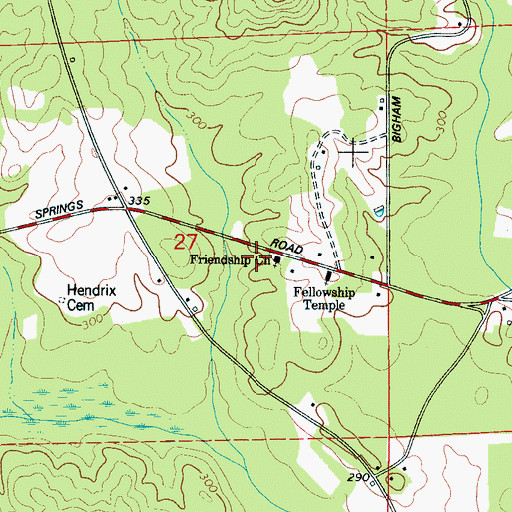 Topographic Map of Friendship Baptist Church, AL