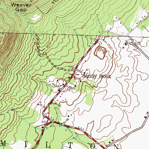 Topographic Map of Sandy Hook, PA