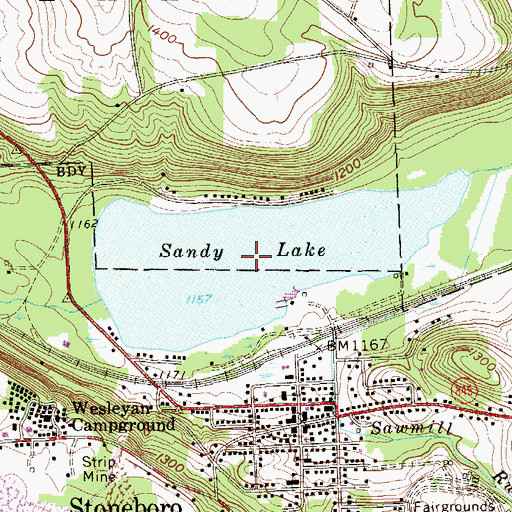Topographic Map of Sandy Lake, PA