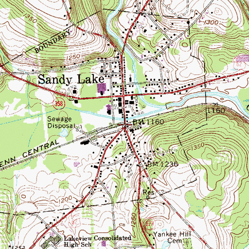 Topographic Map of Sandy Lake, PA