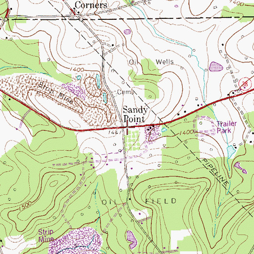 Topographic Map of Sandy Point, PA