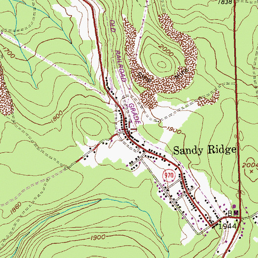 Topographic Map of Sandy Ridge, PA