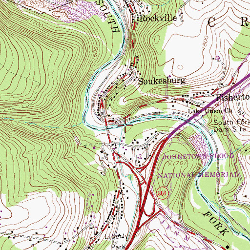 Topographic Map of Sandy Run, PA